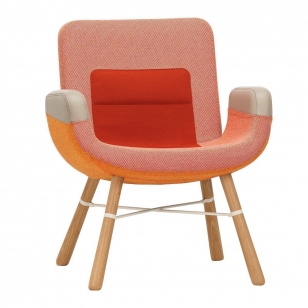 Vitra East River Chair Stoel Naturel Eiken Red Mix