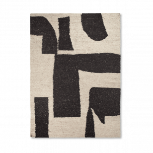 ferm LIVING Stuk wollen tapijt Off-white-Koffie, 200x300 cm